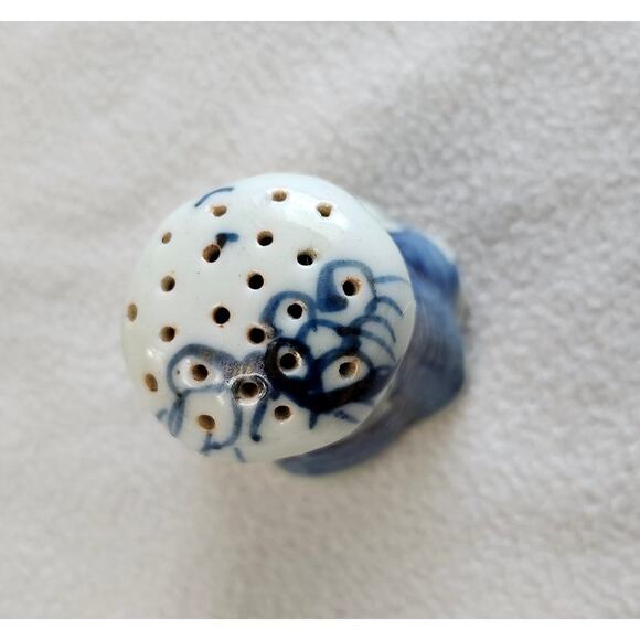 Antique Japanese Transferware Blue Flow Potpourri Holder Birds Tea House - Picture 4 of 12